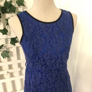 Y2K Floral Lace Royal Blue Fit and Flare Dress Sz M